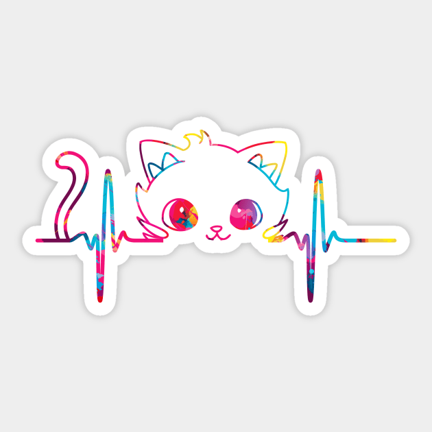 Cute Kitty Heartline Sticker by Designed By Marty